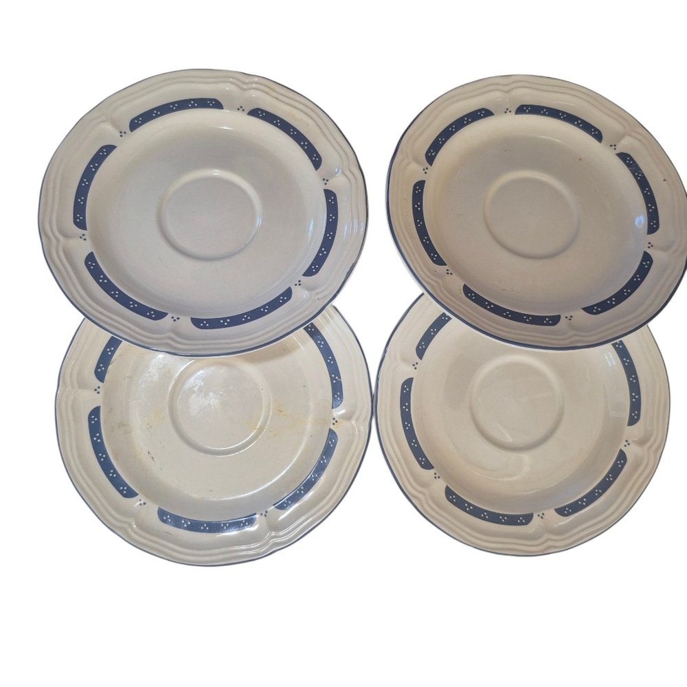 Vintage Homestyle Country Geese Goose Stoneware  Saucer Set (4) Brand New 6.5 In